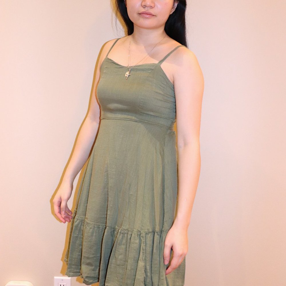 Army Green Spaghetti Strap Dress